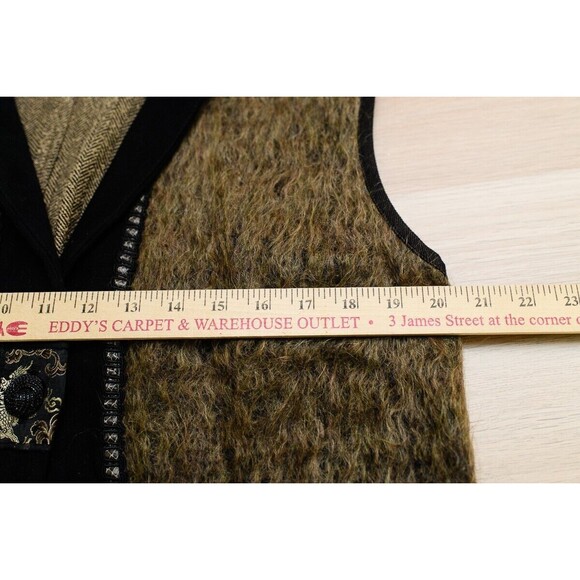 Vintage Neil & David faux fur multi texture fabric Vest brown Artsy XL USA - Picture 3 of 7